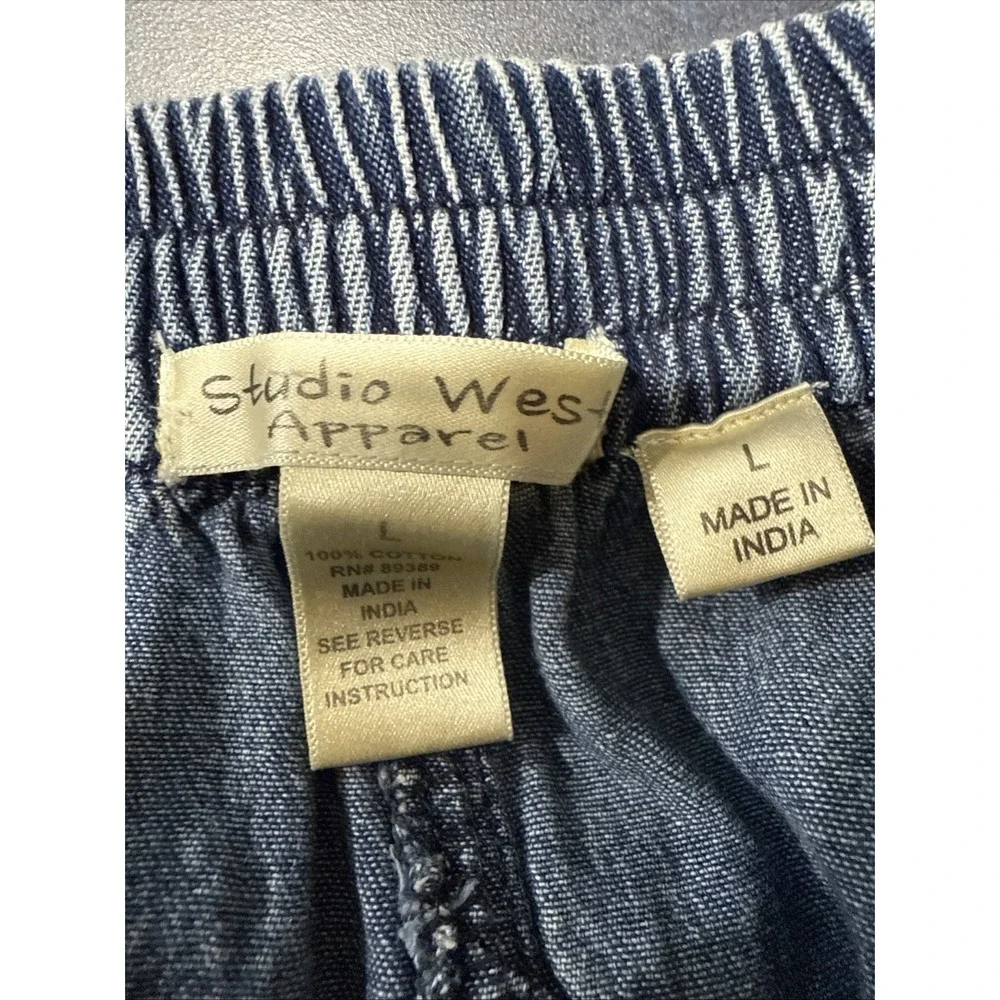 Studio West Apparel Denim Flare Skirt Western Cowgirl Peasant Hippie Women Sz L